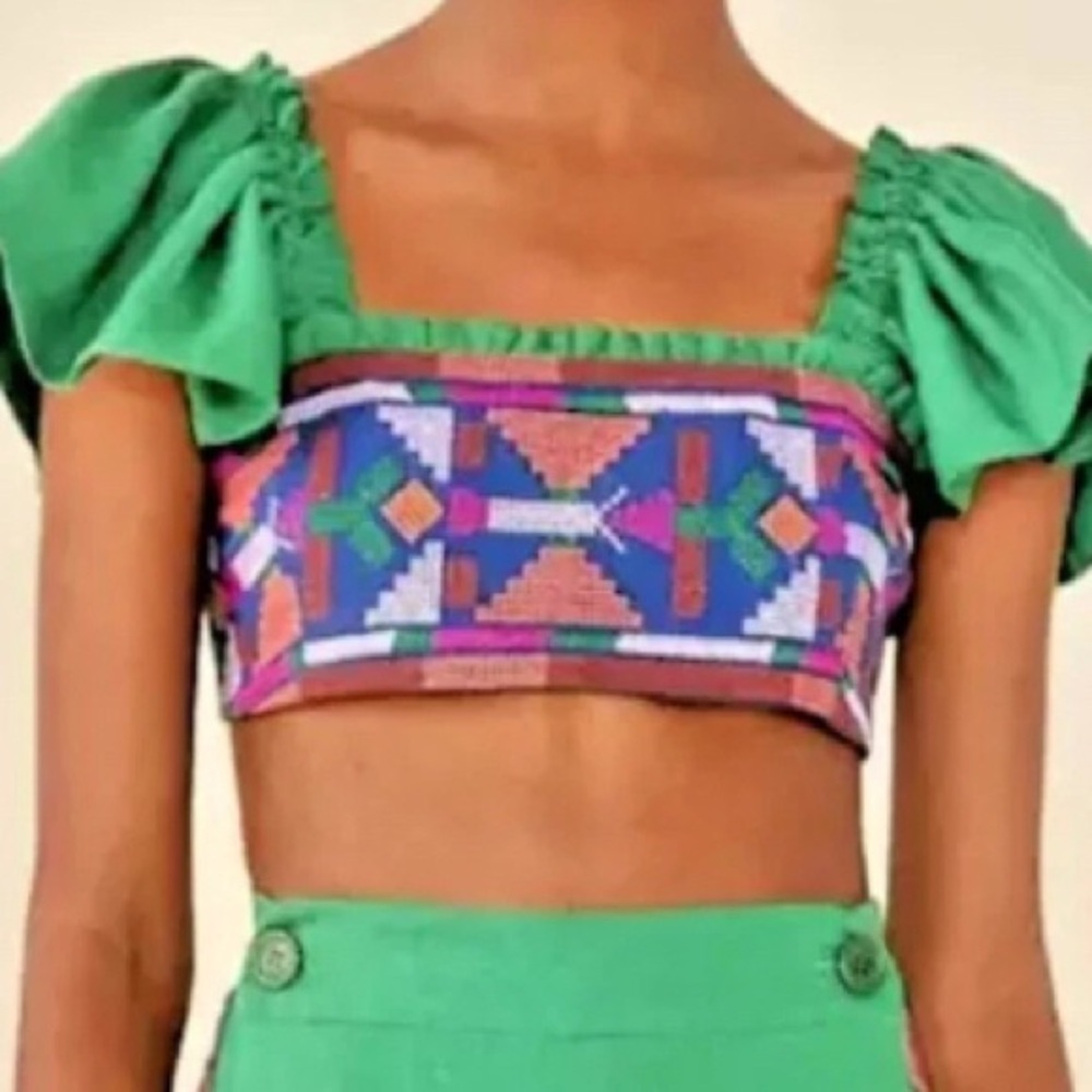 Rachel Zoe Green and Multicolor Women's Top S